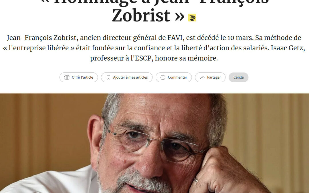 Hommage à J.-F. Zobrist : Notre tribune aux Echos